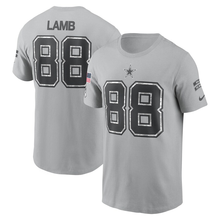 Men's Dallas Cowboys CeeDee Lamb Nike Gray 2024 Salute To Service Name & Number T-Shirt - Jersey