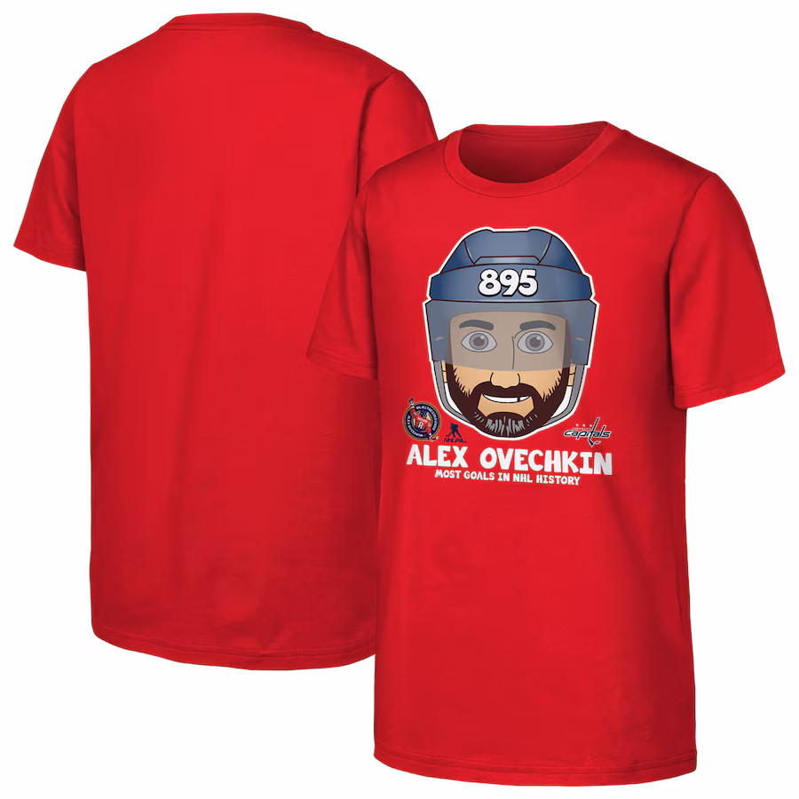 Youth Washington Capitals Alexander Ovechkin Red NHL All-Time Leading Goal Scorer Emoji T-Shirt - Jersey