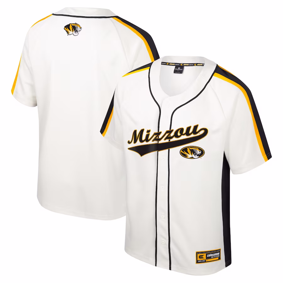 Missouri Tigers Colosseum Ruth Button-Up Baseball Jersey - Cream - Jersey