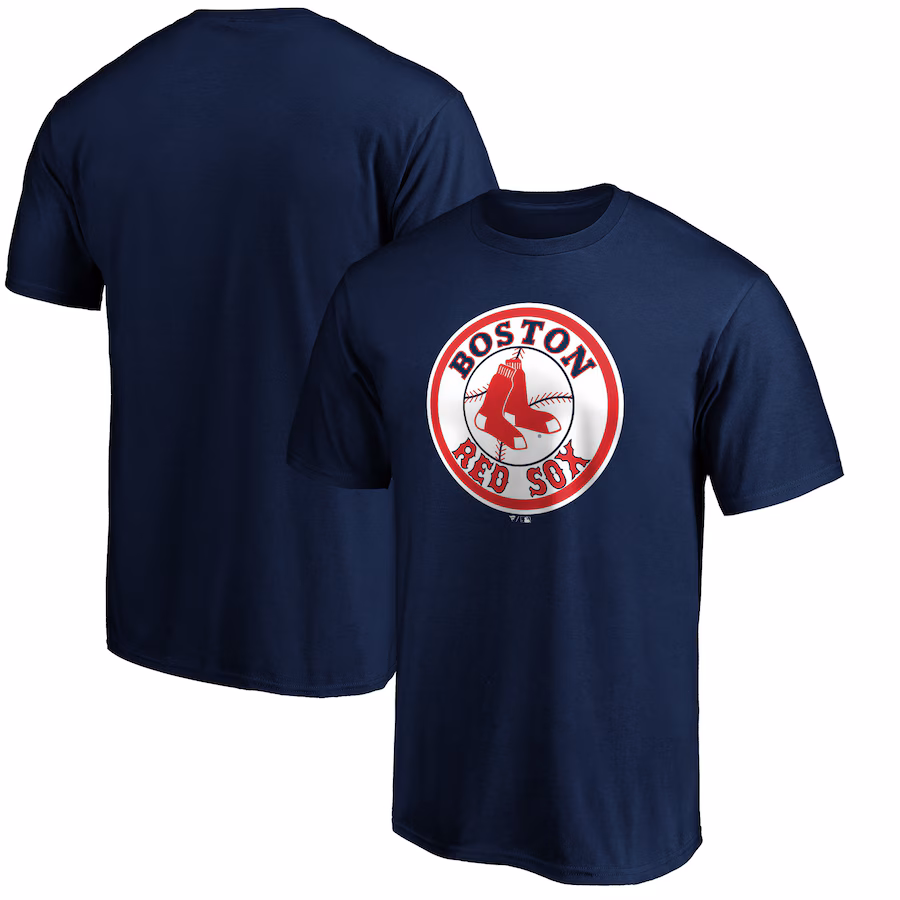 Men's Boston Red Sox Navy Cooperstown Collection Forbes Team Logo T-Shirt - Jersey