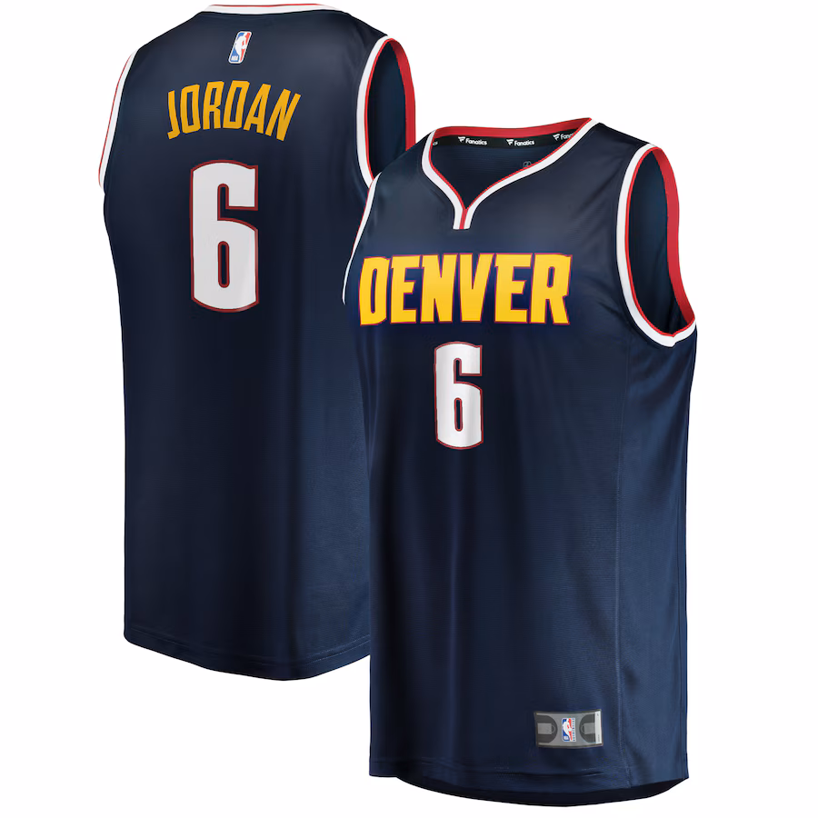 Men's Denver Nuggets DeAndre Jordan Fanatics Navy Fast Break Player Jersey - Icon Edition - Jersey