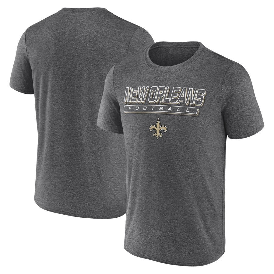 Men's New Orleans Saints Fanatics Heather Charcoal Quick Repeat Long Sleeve T-Shirt - Jersey