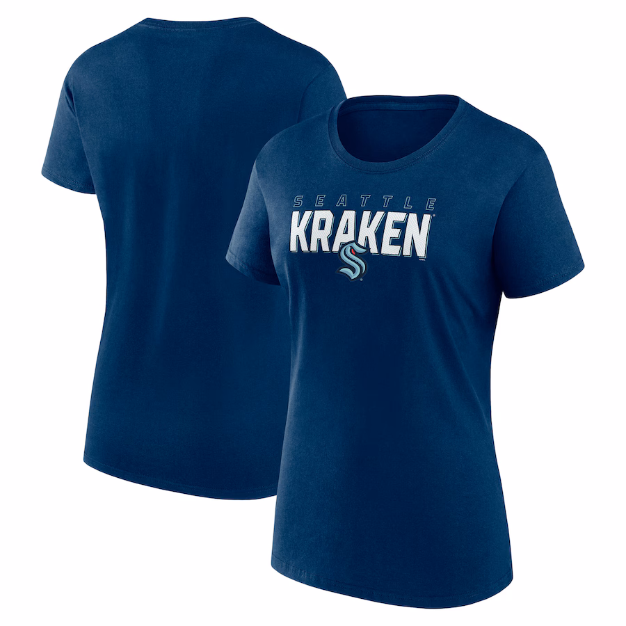 Women's Seattle Kraken Navy Launch Scoop Neck T-Shirt - Jersey
