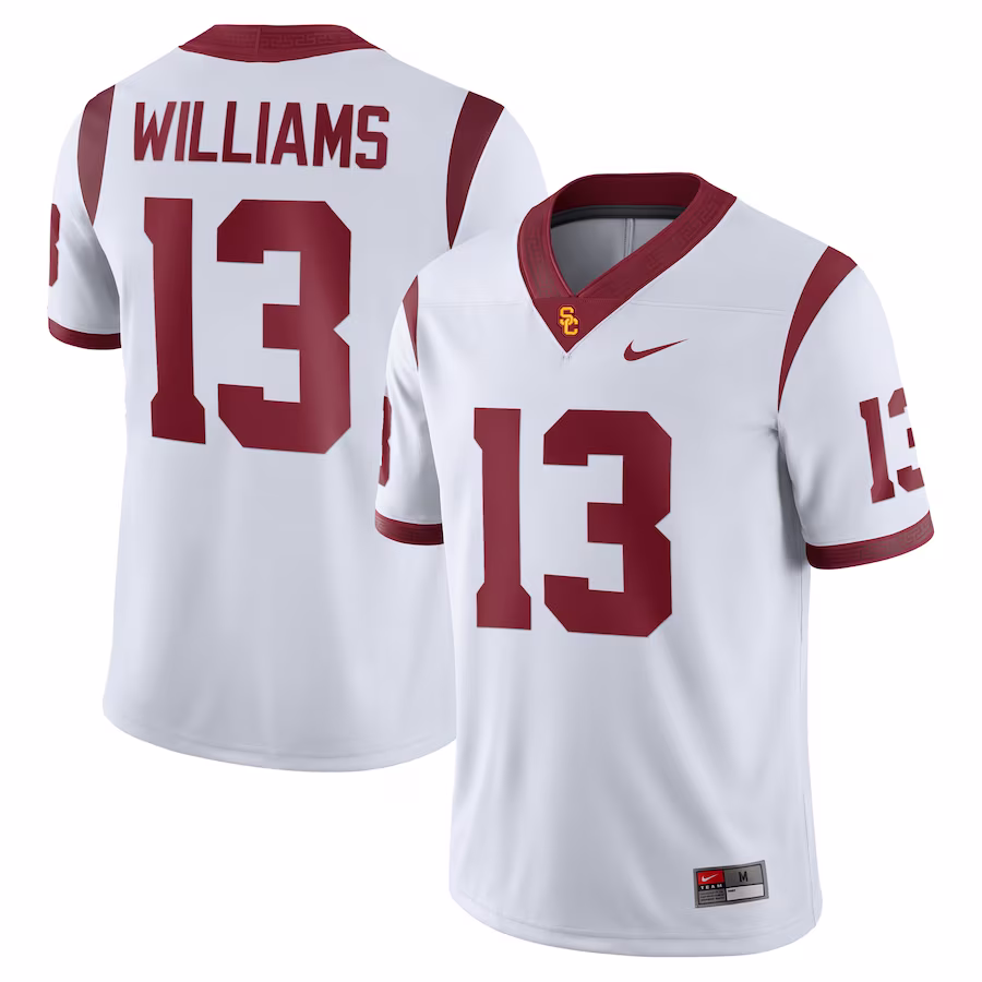 Caleb Williams USC Trojans Nike NIL Football Replica Jersey - White - Jersey