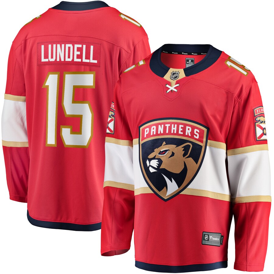 Men's Florida Panthers Anton Lundell Fanatics Branded Red Home Breakaway Player Jersey - Jersey