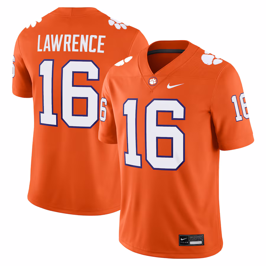 Men's Nike Trevor Lawrence Orange Clemson Tigers Alumni Game Jersey - Jersey