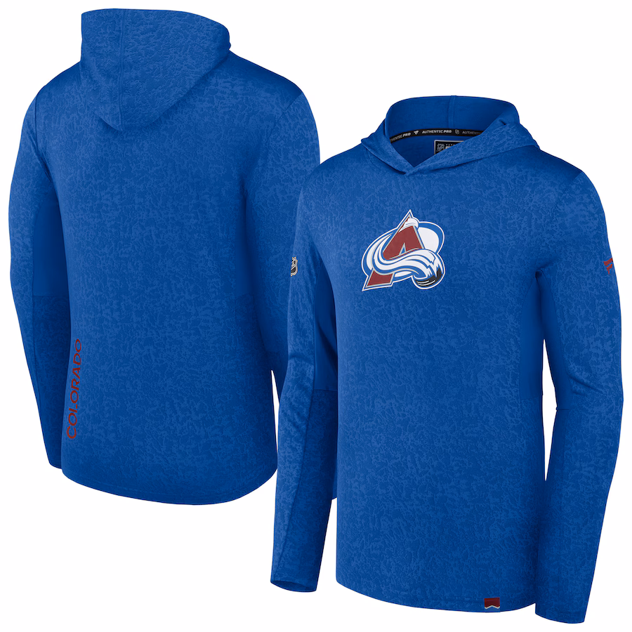 Men's Colorado Avalanche Fanatics Blue Authentic Pro Lightweight Pullover Hoodie - Jersey