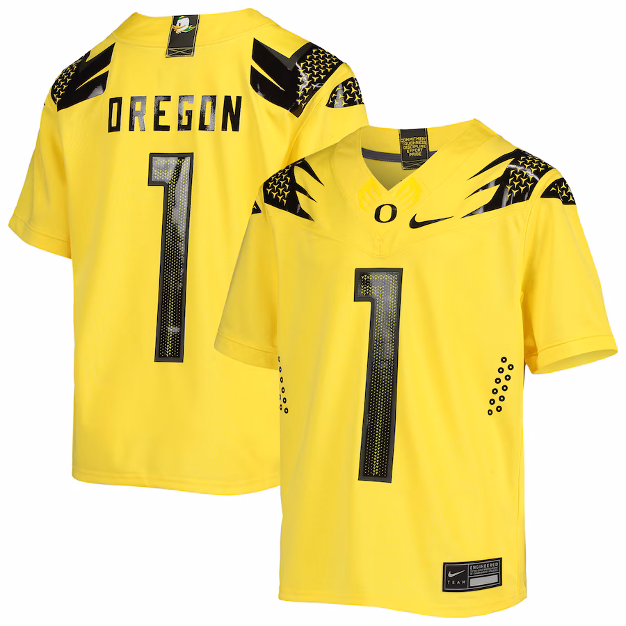 #1 Oregon Ducks Nike Youth Vapor Fusion Replica Football Jersey - Yellow - Jersey