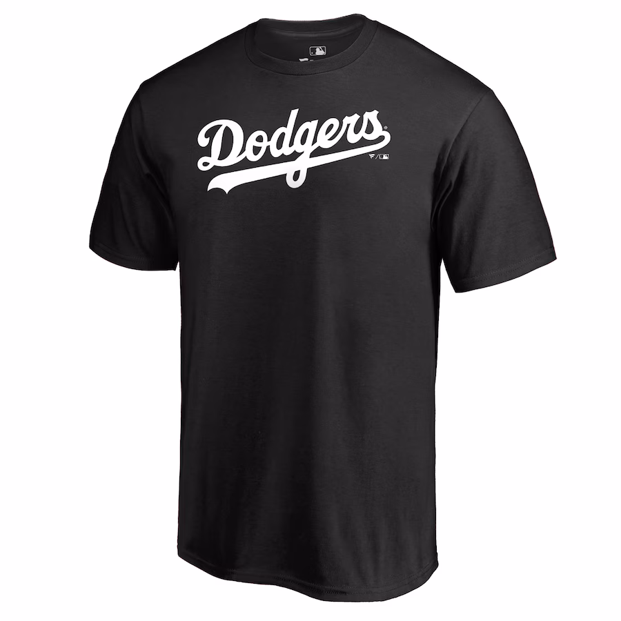 Men's Los Angeles Dodgers Black Team Wordmark T-Shirt - Jersey