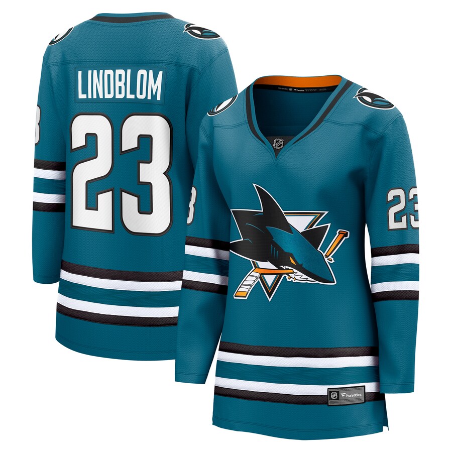 Women's San Jose Sharks Oskar Lindblom Fanatics Branded Teal Home Breakaway Player Jersey - Jersey