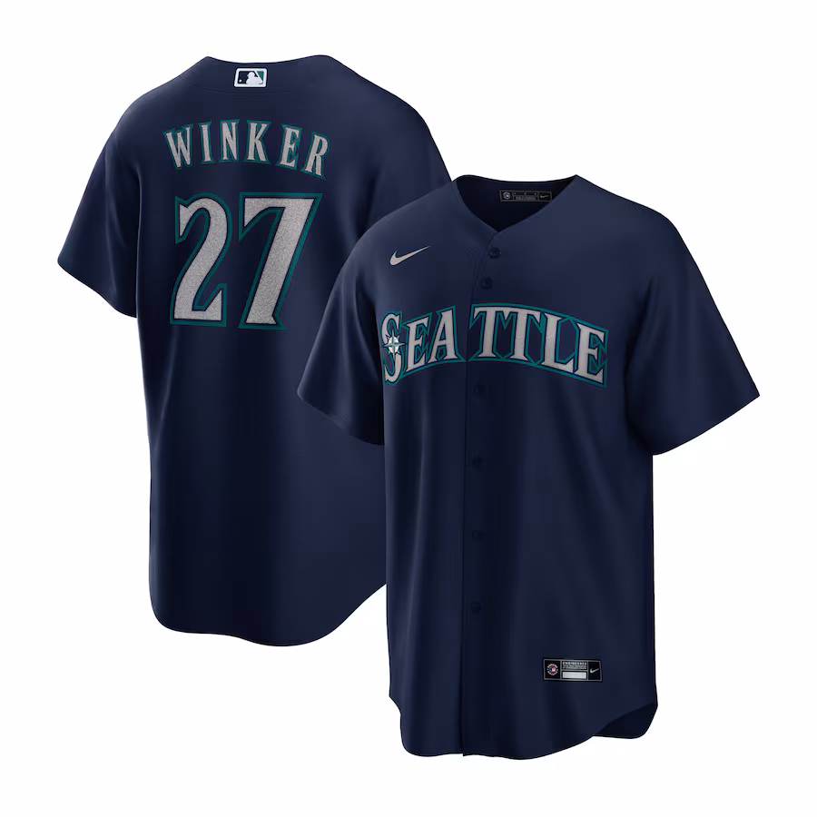Men's Seattle Mariners Jesse Winker Nike Navy Alternate Replica Player Jersey - Jersey