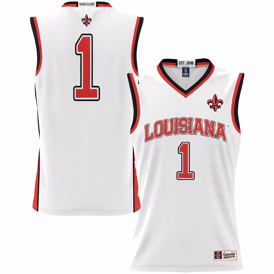 #1 Louisiana Ragin' Cajuns GameDay Greats Youth Lightweight Basketball Jersey - White - Jersey