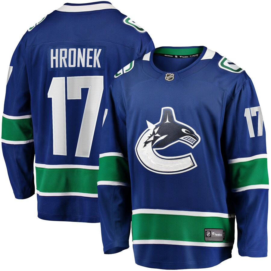 Men's Vancouver Canucks Filip Hronek Fanatics Branded Blue Home Breakaway Jersey - Jersey