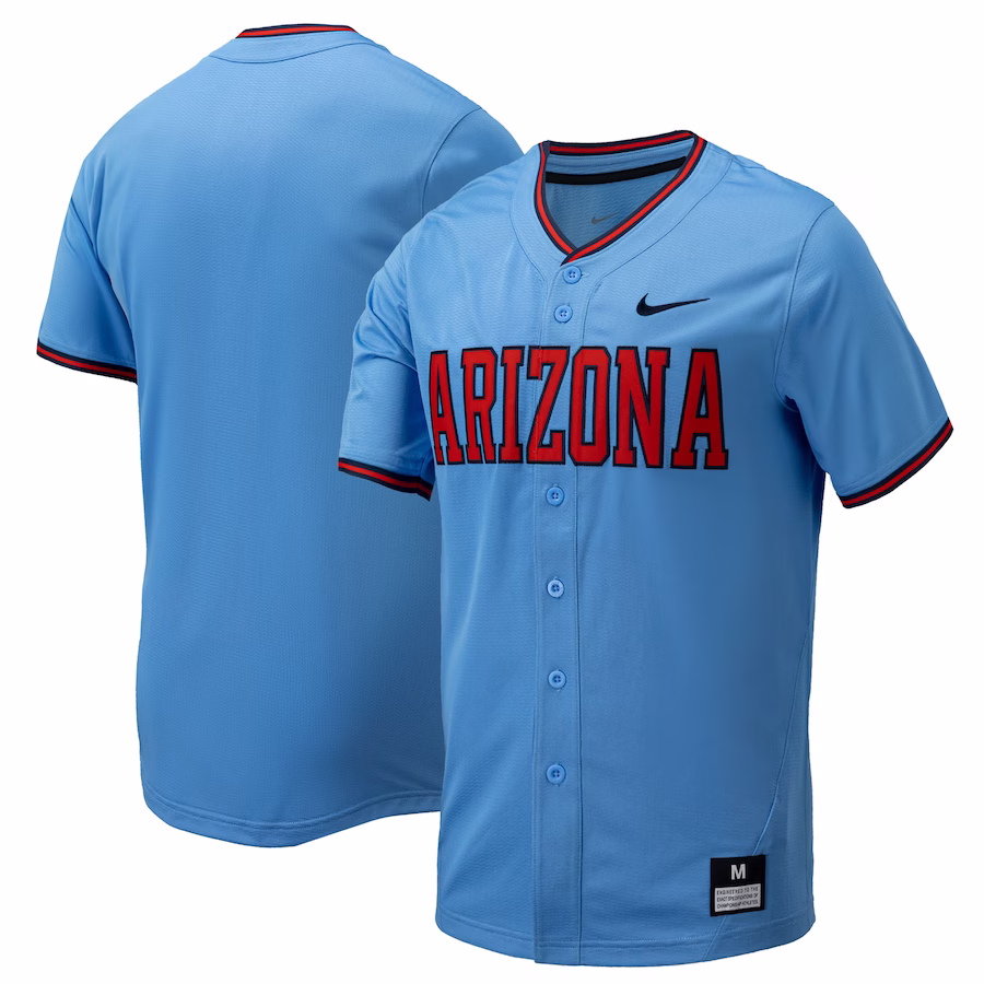Arizona Wildcats Nike Replica Full-Button Baseball Jersey - Light Blue - Jersey