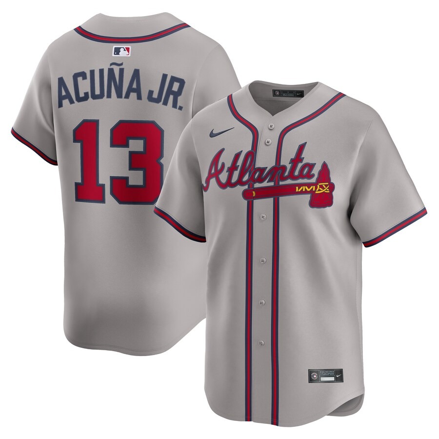 Men's Atlanta Braves Ronald Acuña Jr. Nike Gray Road Limited Player Jersey - Jersey