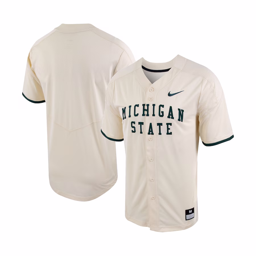 Michigan State Spartans Nike Replica Vapor Elite Full-Button Baseball Jersey - Natural - Jersey