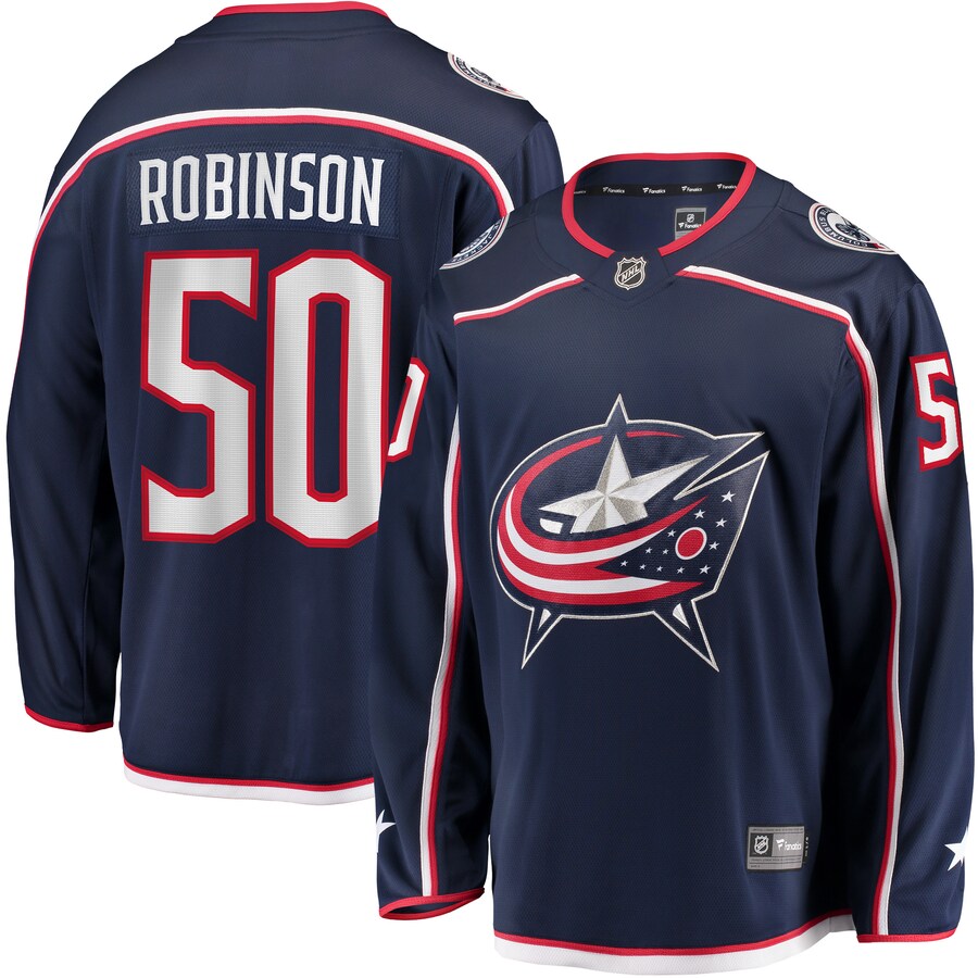 Men's Columbus Blue Jackets Eric Robinson Fanatics Branded Navy Home Breakaway Player Jersey - Jersey