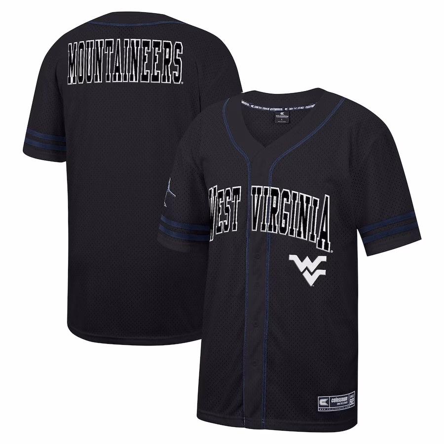 West Virginia Mountaineers Colosseum Free Spirited Mesh Button-Up Baseball Jersey - Black - Jersey