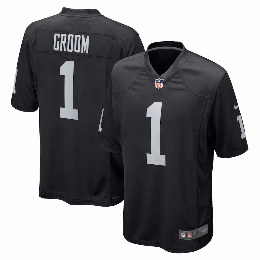 Men's Las Vegas Raiders Number 1 Groom Nike Black Game Jersey - Jersey