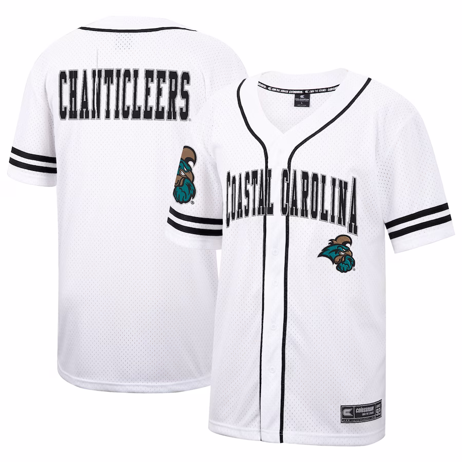 Coastal Carolina Chanticleers Colosseum Free Spirited Mesh Button-Up Baseball Jersey - White - Jersey