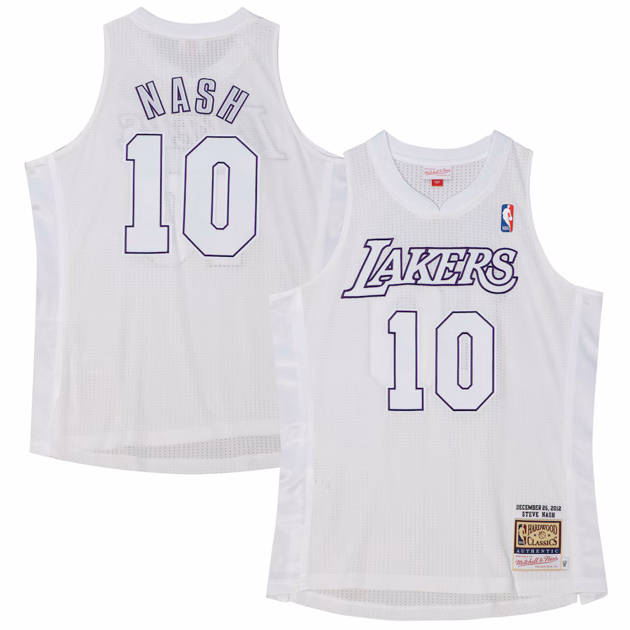 Men's Los Angeles Lakers Steve Nash Mitchell & Ness White 2012 Authentic Player Jersey - Jersey