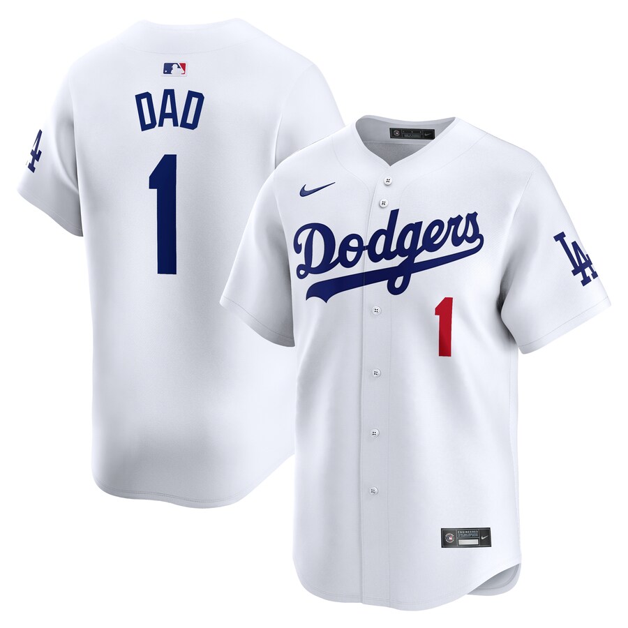 Men's Los Angeles Dodgers Nike White #1 Dad Home Limited Jersey - Jersey