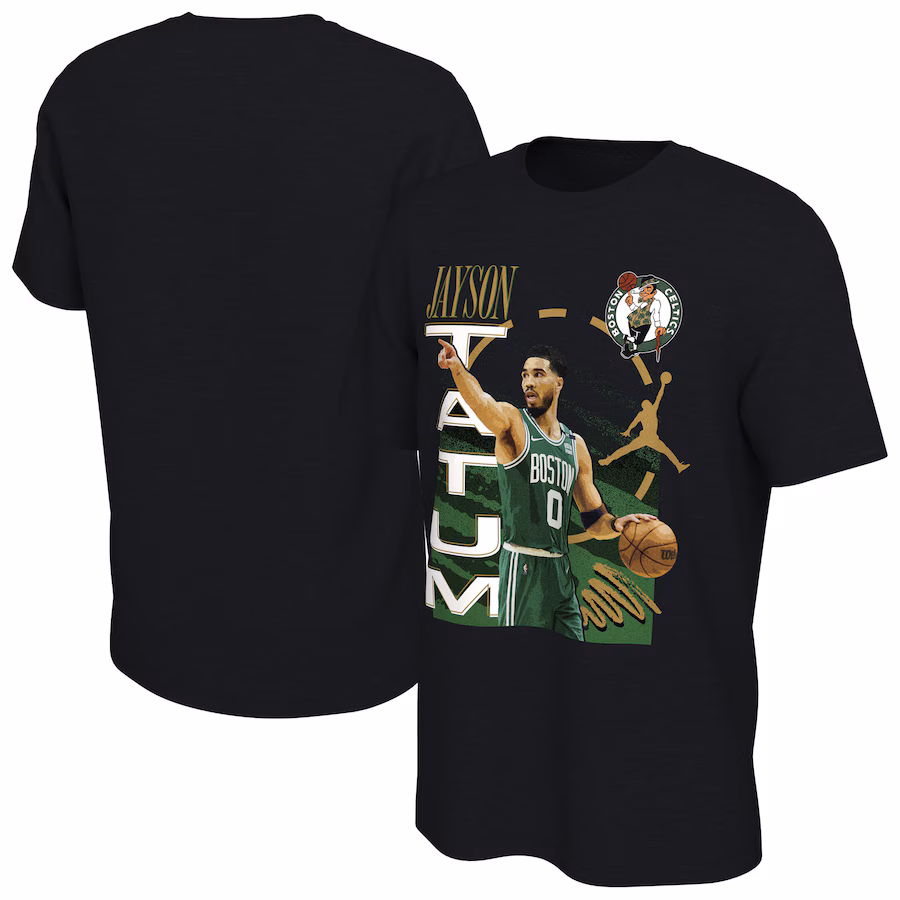 Men's Boston Celtics Jayson Tatum Jordan Brand Black Player T-Shirt - Jersey