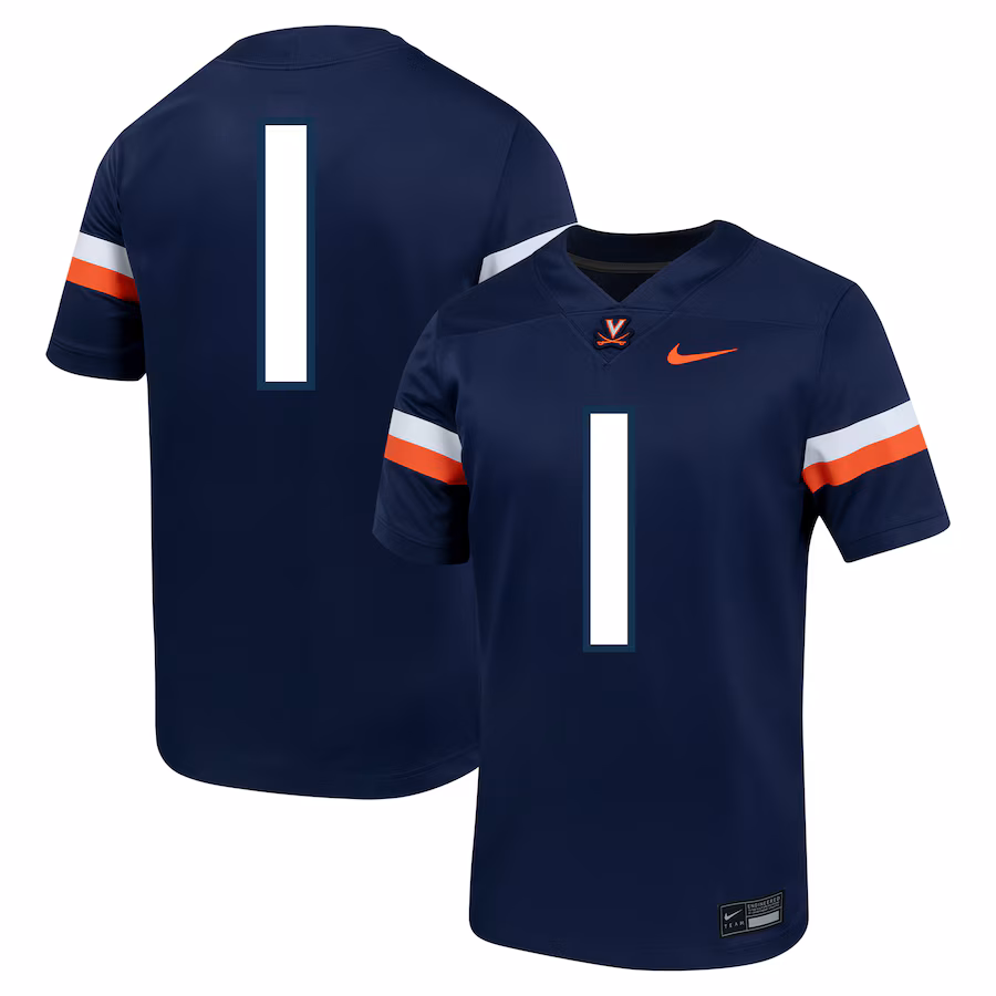 Men's Nike #1 Navy Virginia Cavaliers Untouchable Football Jersey - Jersey