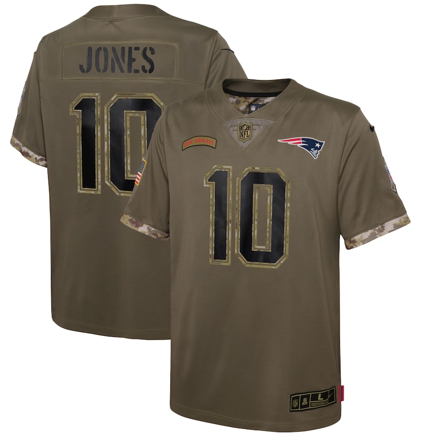 Youth New England Patriots Mac Jones Nike Olive Salute To Service Player Limited Jersey - Jersey