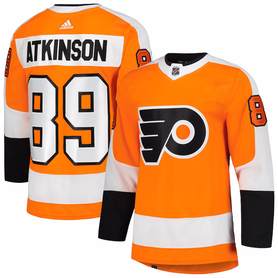 Men's Philadelphia Flyers Cam Atkinson adidas Orange Home Primegreen Authentic Player Jersey - Jersey