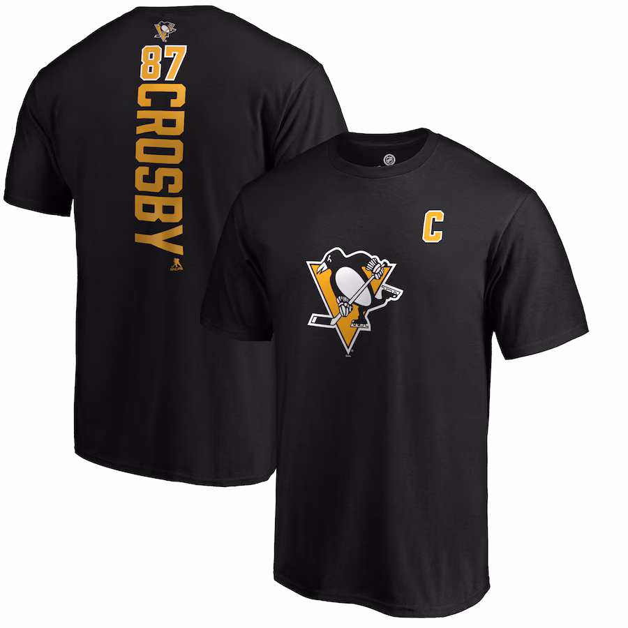 Men's Pittsburgh Penguins Sidney Crosby Black Playmaker T-Shirt - Jersey