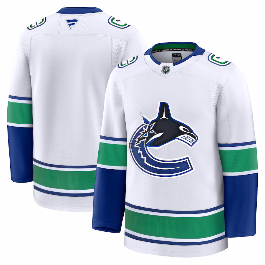 Men's Vancouver Canucks Fanatics White Away Premium Jersey - Jersey
