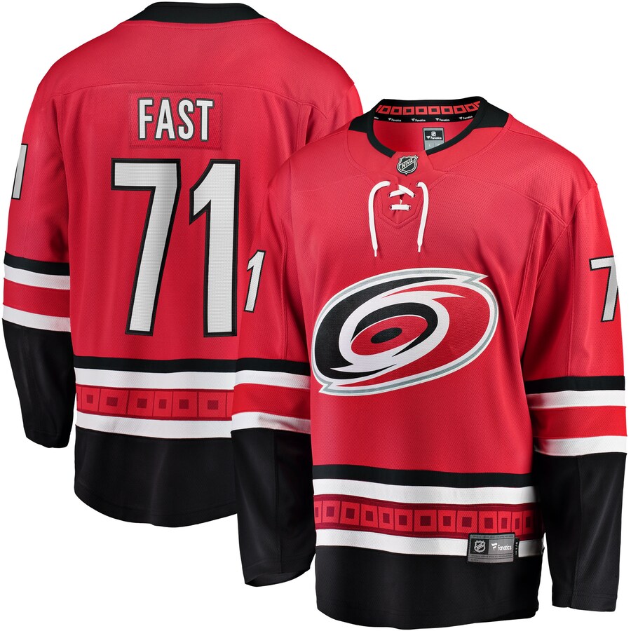 Men's Carolina Hurricanes Jesper Fast Fanatics Branded Red Alternate Breakaway Jersey - Jersey