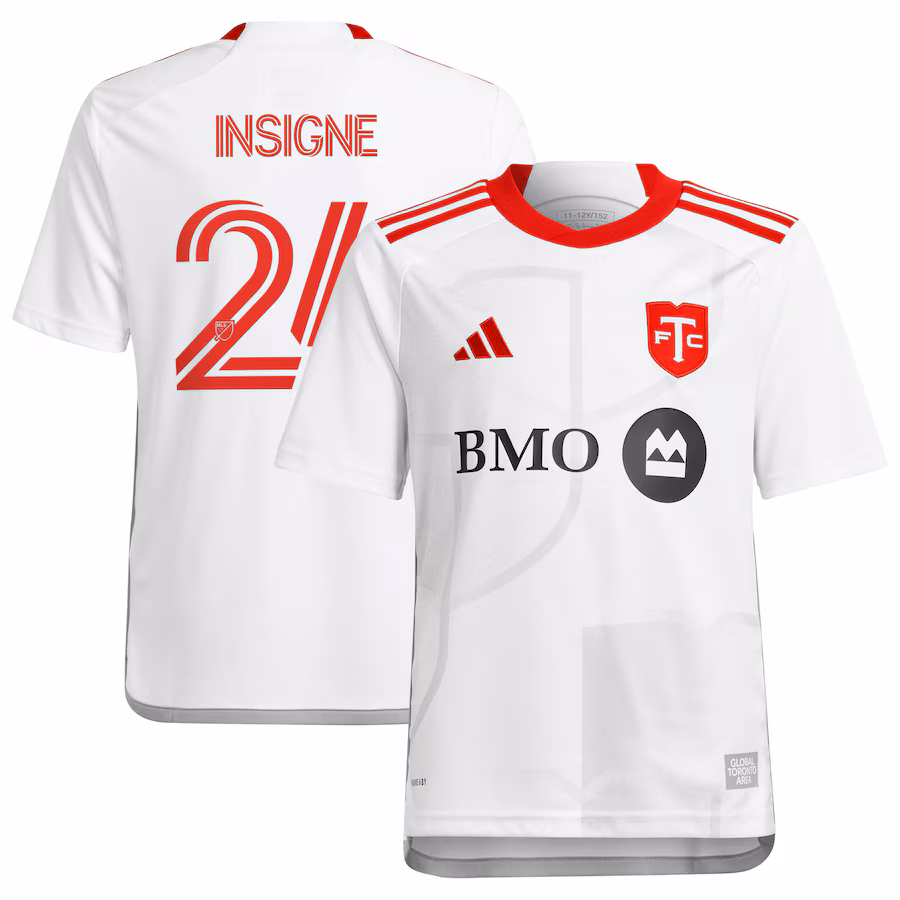 Youth Toronto FC Lorenzo Insigne adidas White 2024 GTA Kit Replica Player Jersey - Jersey