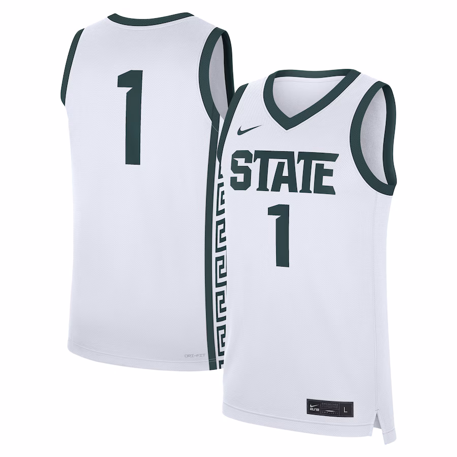 Men's Nike #1 White Michigan State Spartans Home Replica Jersey - Jersey