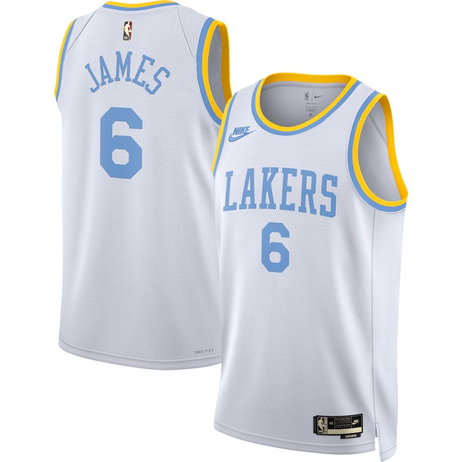 Men's Los Angeles Lakers LeBron James Nike White Swingman Jersey - Classic Edition - Jersey