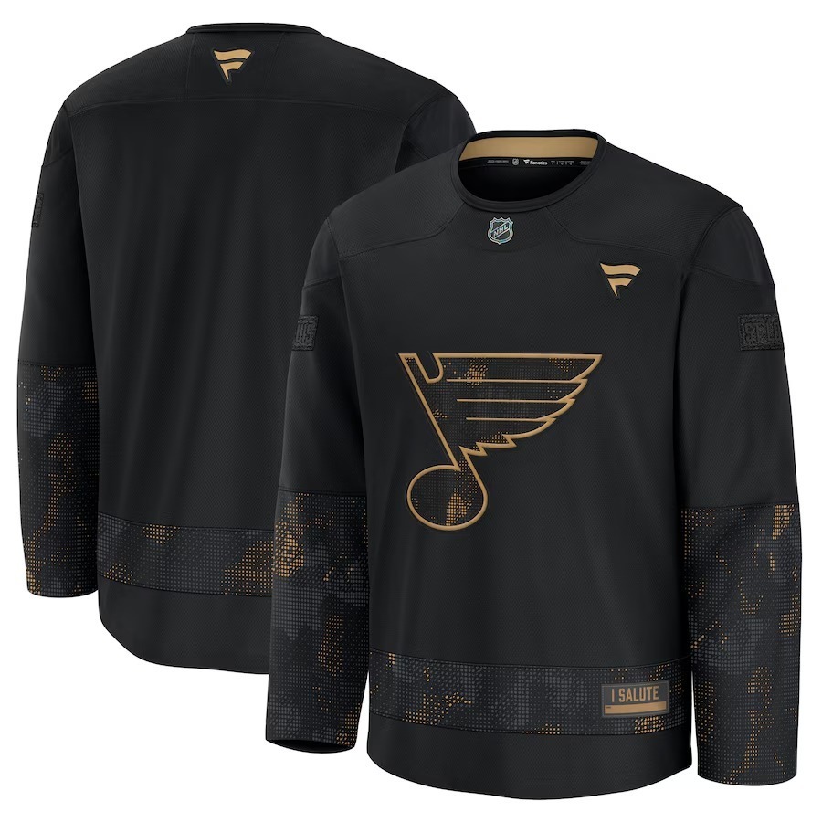 Men's St. Louis Blues Fanatics Black 2024 Military Appreciation Practice Jersey - Jersey