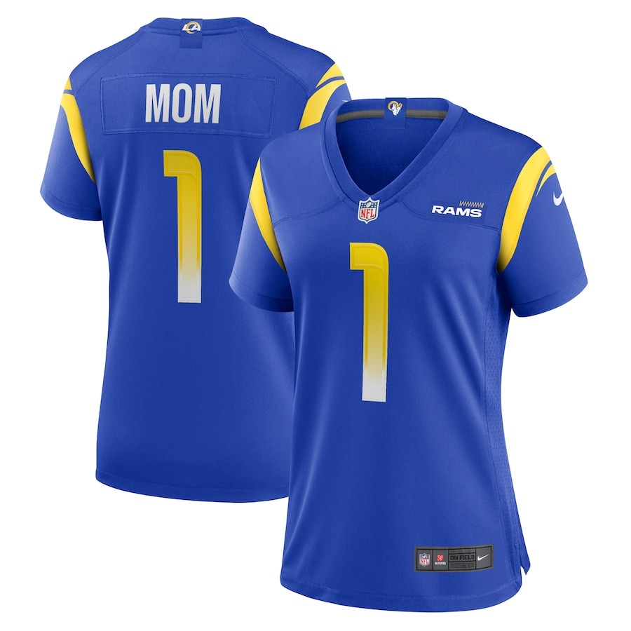 Women's Los Angeles Rams Number 1 Mom Nike Royal Game Jersey - Jersey