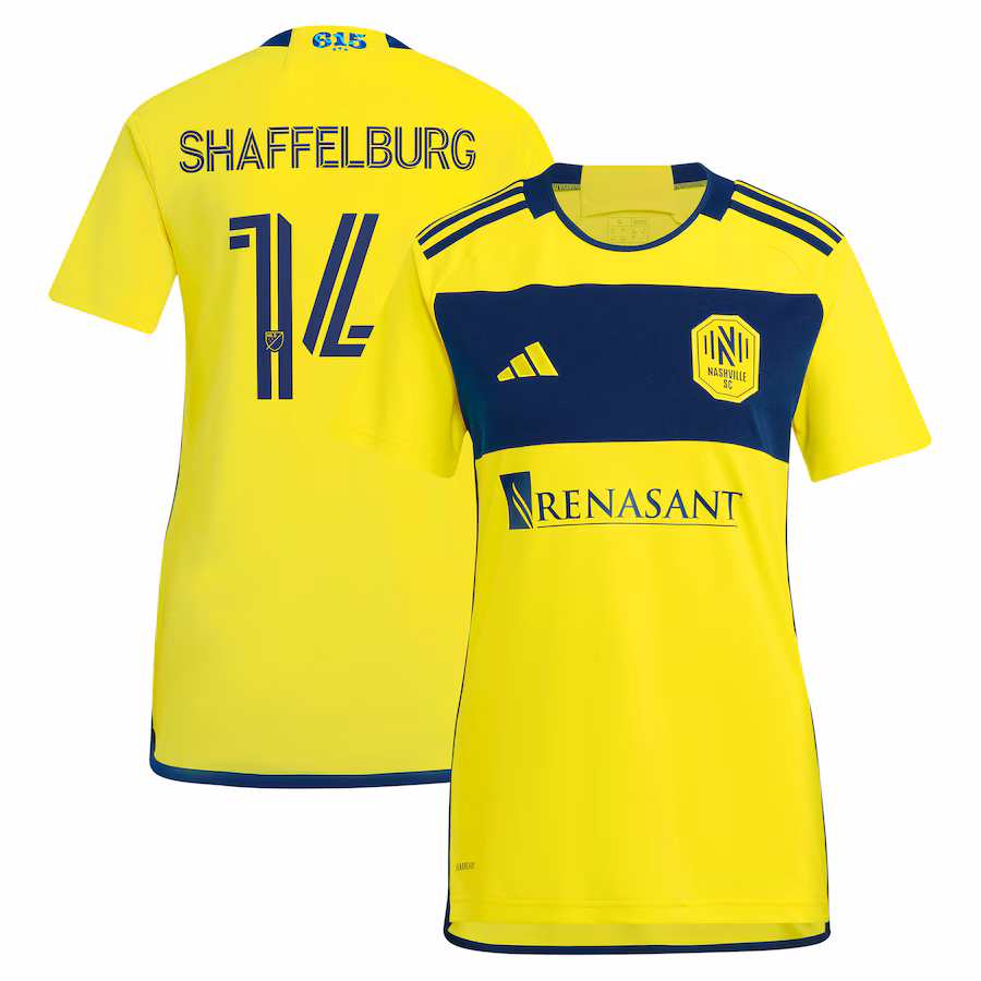 Women's Nashville SC Jacob Shaffelburg adidas Yellow 2024 The 615 Kit Replica Player Jersey - Jersey