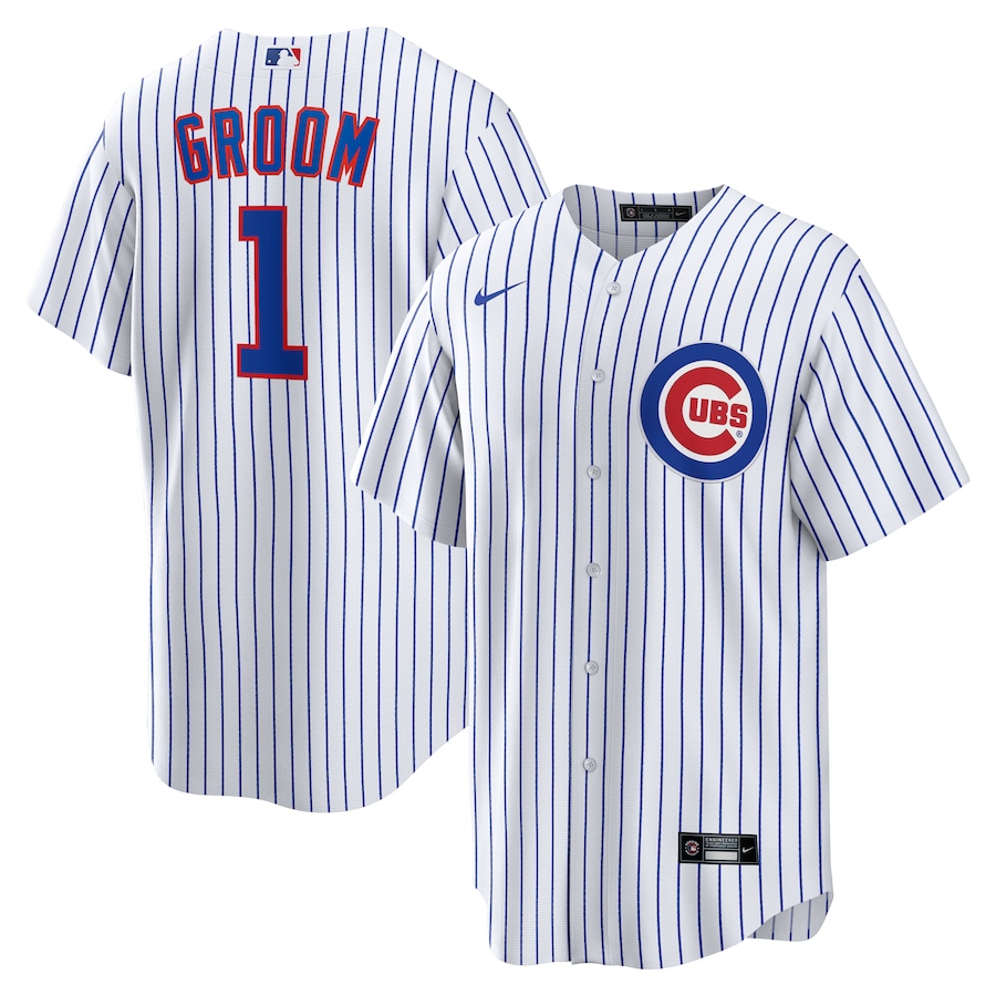 Men's Chicago Cubs Nike White #1 Groom Home Replica Jersey - Jersey