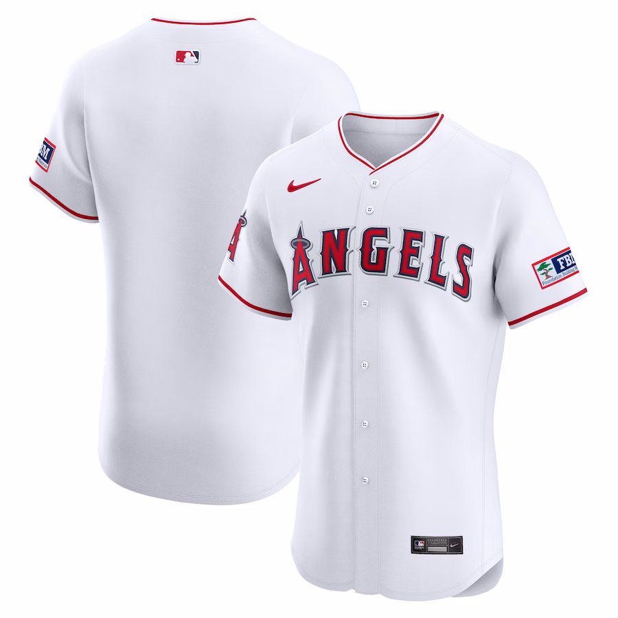 Men's Los Angeles Angels Nike White Home Elite Patch Jersey - Jersey