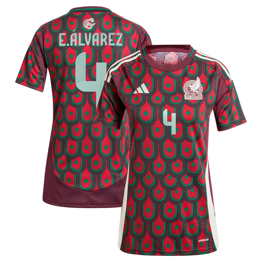Women's Mexico National Team Edson Alvarez adidas Burgundy 2024 Home Replica Player Jersey - Jersey