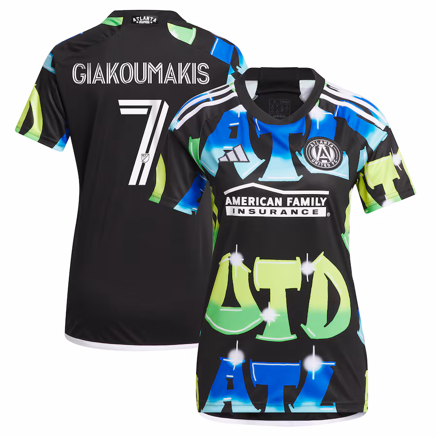 Women's Atlanta United FC Giorgos Giakoumakis adidas Black 2023 The 404 Replica Player Jersey - Jersey
