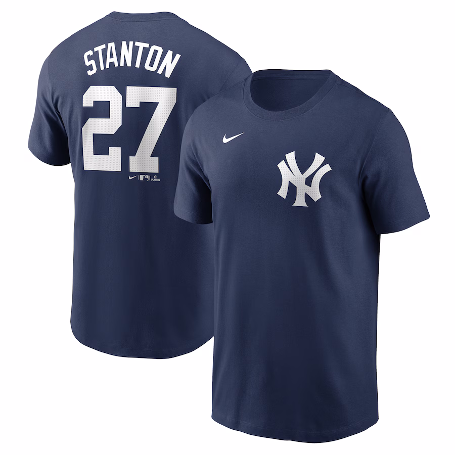 Men's New York Yankees Giancarlo Stanton Nike Navy Fuse Name & Number T-Shirt - Jersey