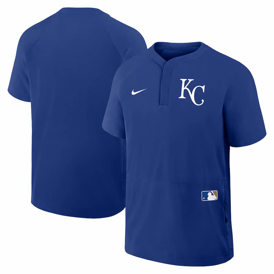Men's Kansas City Royals Nike Royal Authentic Collection Raglan Short Sleeve Windshirt - Jersey