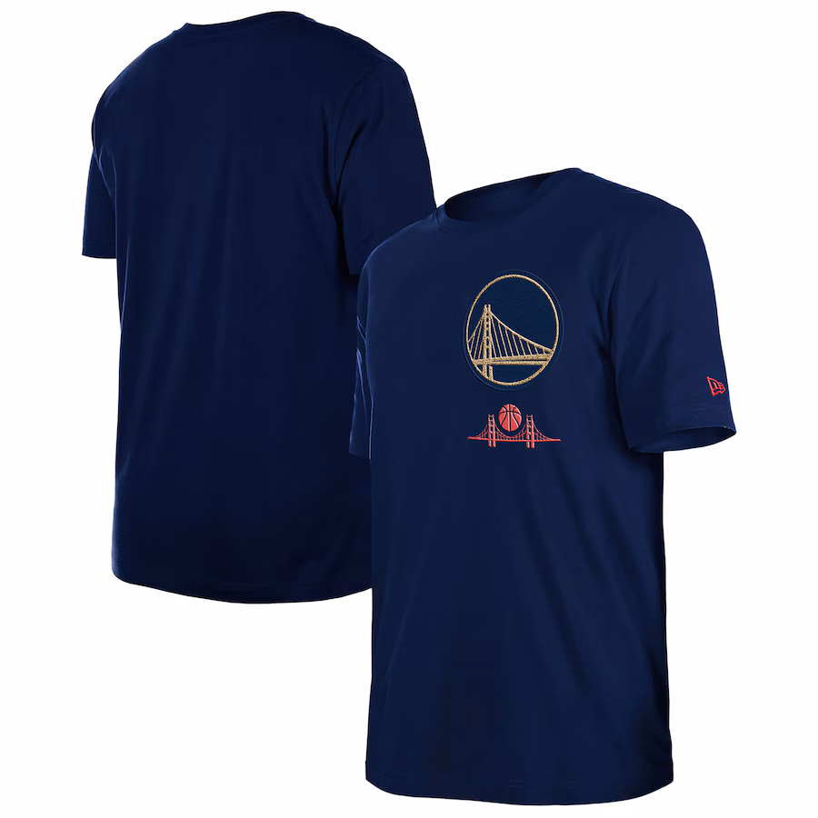 Men's Golden State Warriors  New Era Navy 2024/25 City Edition Chenille Heavyweight T-Shirt - Jersey