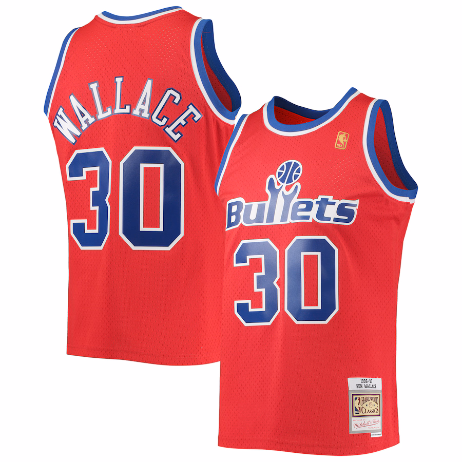 Men's Washington Bullets Ben Wallace Mitchell & Ness Red 1996/97 Hardwood Classics Swingman Jersey - Jersey
