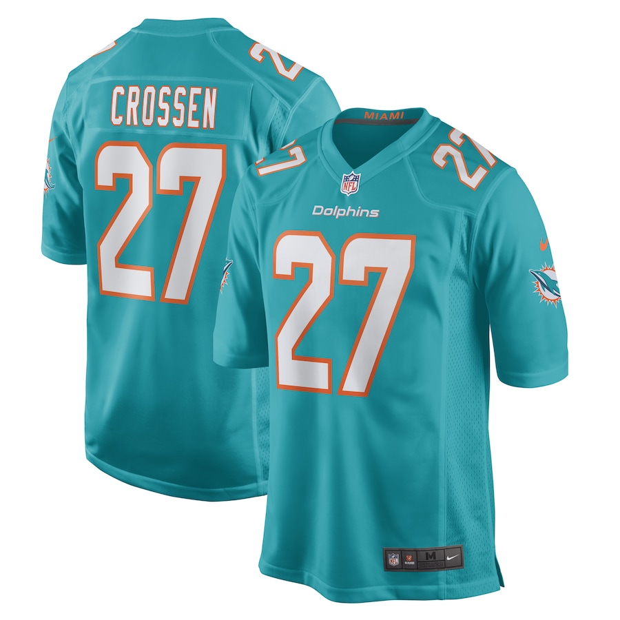 Men's Miami Dolphins Keion Crossen Nike Aqua Game Player Jersey - Jersey