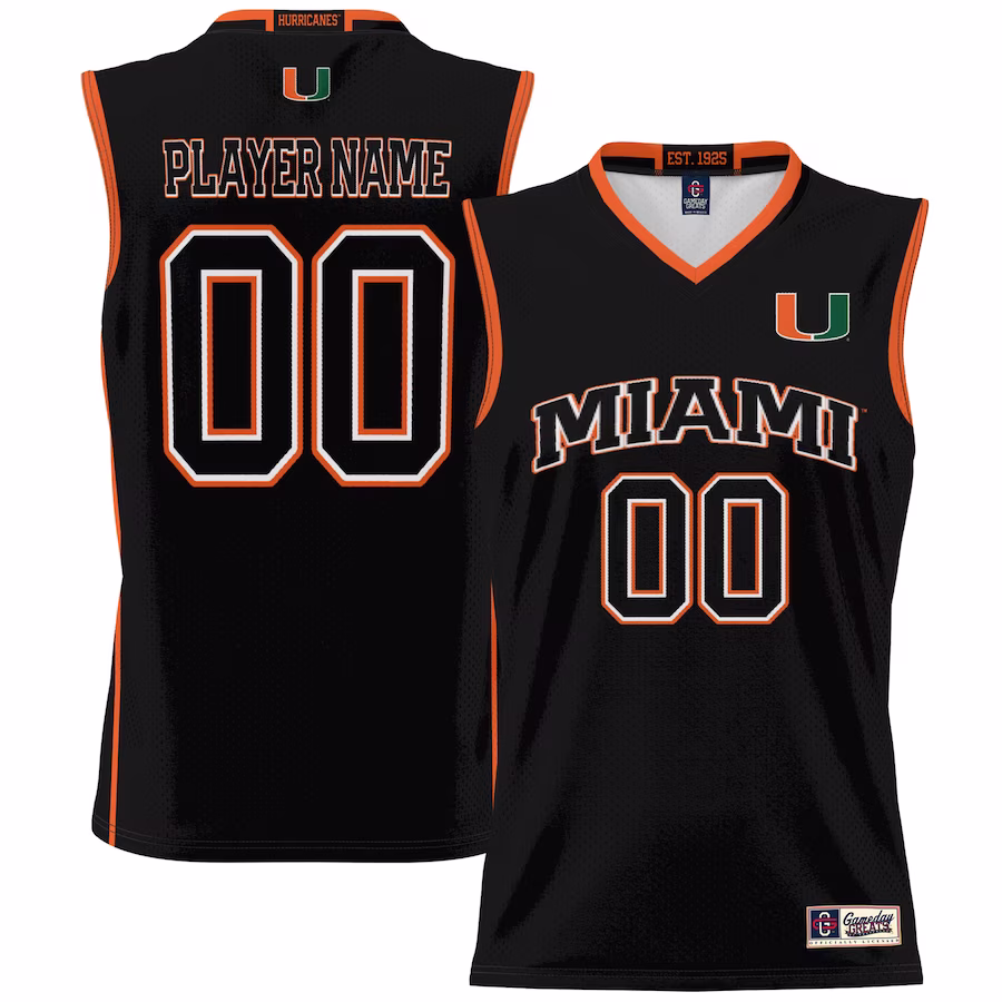Miami Hurricanes GameDay Greats Unisex NIL Pick-A-Player Lightweight Basketball Jersey - Black - Jersey