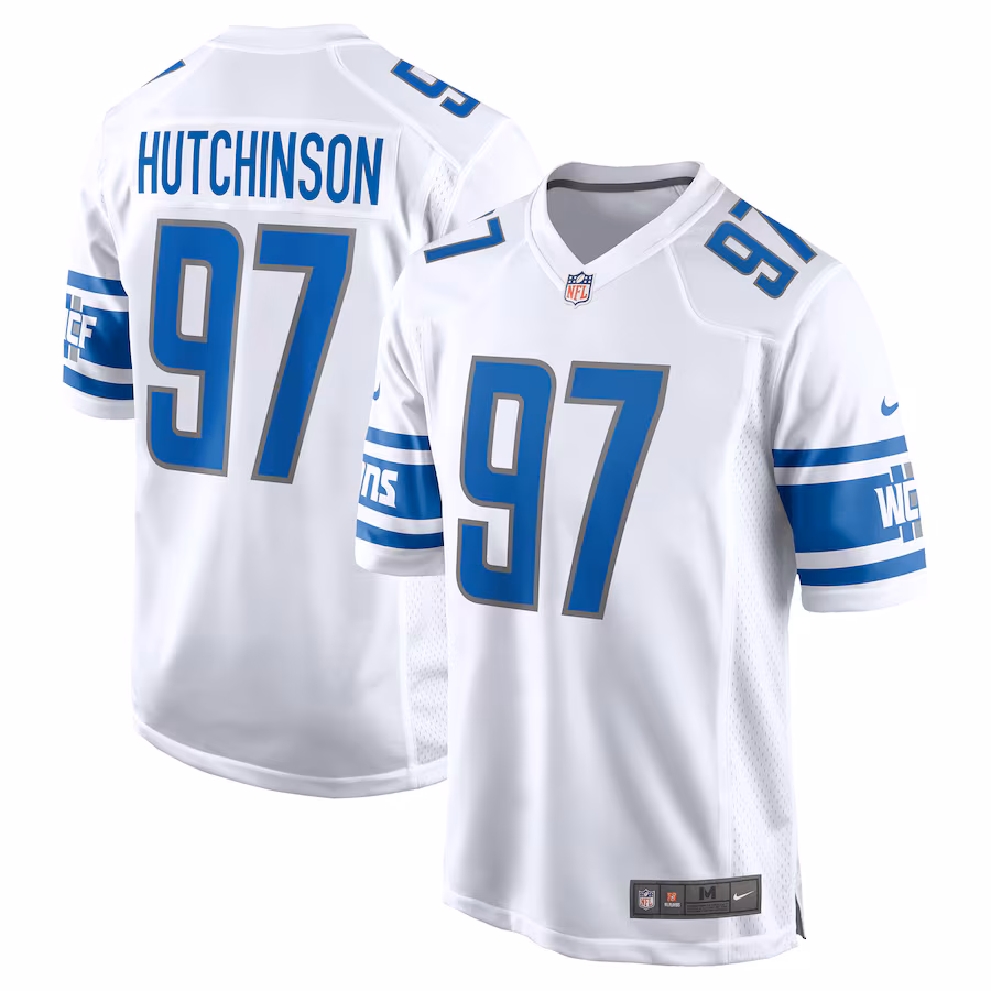 Men's Detroit Lions Aidan Hutchinson Nike White Player Game Jersey - Jersey